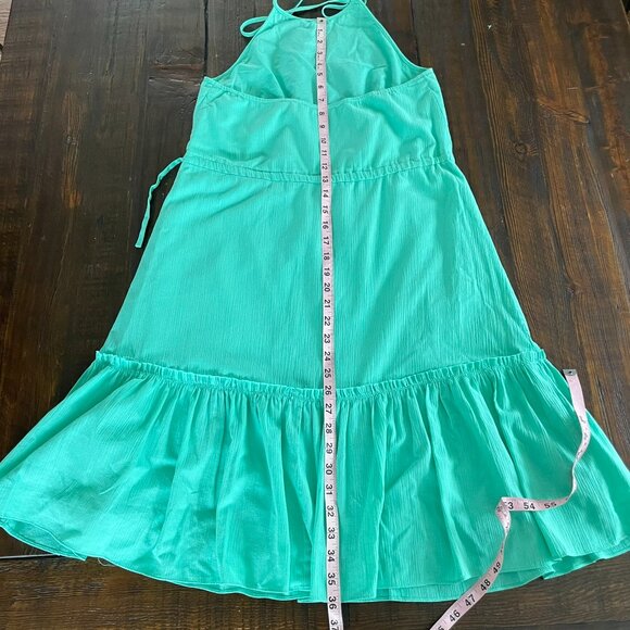 Banana Republic Sz 6 Halter Dress Flounce Summer Sleeveless Mint Green Boho - Picture 8 of 11